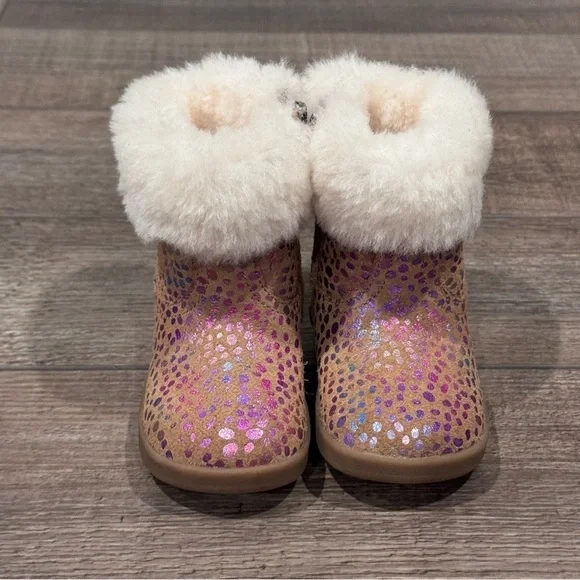 Ugg Jorie Spots Metallic Rainbow Shimmering Lined Sheepskin Boot Baby SZ 4/5 EUC - Picture 9 of 14